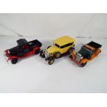 Hubley Models - three Hubley Models metal model kit cars to include a Model A Ford Pickup in red