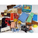 Dolls - a good lot to contain a quantity of dolls' house furniture predominantly by Blue Box to