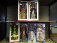 Barbie - six dressed good quality Barbie Dolls of The World from the Princess Collection to include