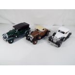 Hubley Models - three Hubley metal model kit cars to include 1932 Chevrolet Phaeton,