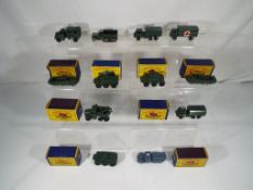 Matchbox - eight diecast model motor vehicles by Lesney, boxed, all military themed to include No.