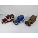 Hubley Models - three Hubley Models metal model kit cars to include 1929 Model A Phaeton,