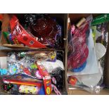 3 boxes of unused retail stock to include party accessories, novelty toys, hats, balloons,