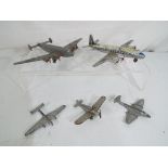 Dinky Toys - five models of aircraft by Dinky Toys to include Giant High Speed Monoplane, Meteor,