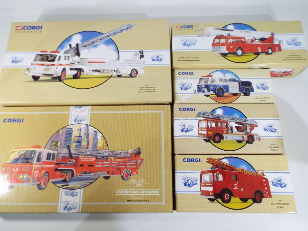 Corgi Classics - six Fire Service diecast models # 97392, 97323, 97353, 97359, 97321 and 97387,