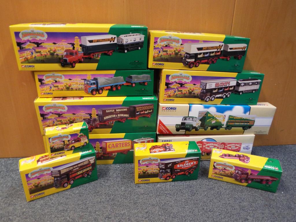 Corgi Classics Showmans Range - twelve boxed diecast models comprising ten Showmans sdets # 06601,