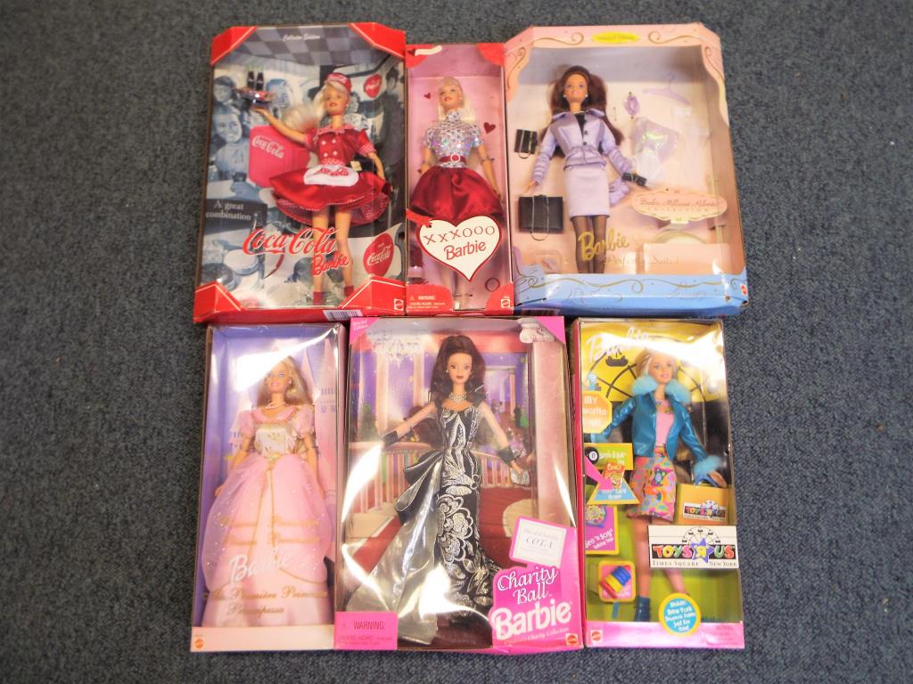 Barbie - six Barbie dolls to include Coca-Cola 22831, Barbie XXXOOO 23952, Princess 23474,