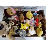 Teddy bears - a box containing a quantity of teddy bears and stuffed toys.