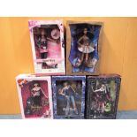 Barbie Hard Rock Cafe - five good quality Hard Rock Cafe Barbies to include Gold Label K7946, K7906,