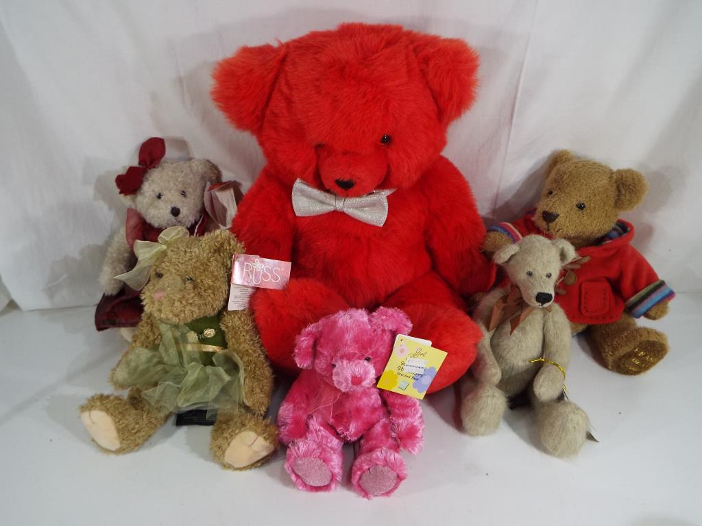 Russ bears - six teddy bears by Russ of various sizes
