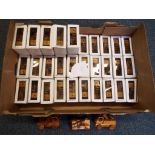 A good collection of wooden push along fire engines all boxed (38)