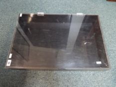 A wooden display case with clear plastic hinged lid,