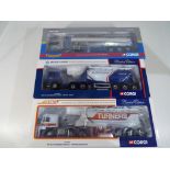 Corgi - three 1:50 scale diecast models comprising 'Stiller Group' Scania 4 series general purpose