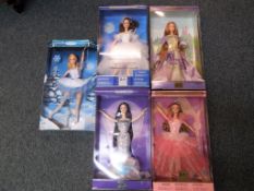 Barbie - five good quality Barbie dolls to include Swan Ballerina 53867, Snowflake Ballerina 25642,