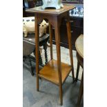 2 tier square oak plant pedestal