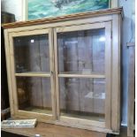 3'9 Victorian stripped pine glazed 2 door bookcase