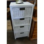 4 tier white painted chest with pull out basket drawers