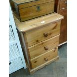 Modern pine 3 drawer bedside chest