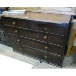 3'6 Victorian mahogany chest of 3 long and 2 short drawers (no feet)