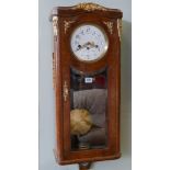 French chiming wall clock in burr walnut and gilt mounted case