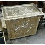Large embossed brass log box