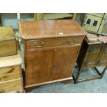 Reproduction yew wood bedside cabinet fitted drawer and cupboards