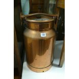 Heavy copper milk churn with hinged lid