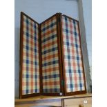 Edwardian low 3 fold inlaid mahogany screen