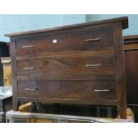 3'6 Indonesian hardwood chest of 3 long drawers
