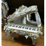 Capo di Monte style floral decorated grand piano ornament