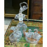 Three various modern pressed glass figure ornaments