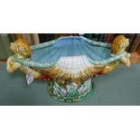 Reproduction majolica figure head mounted flower holder