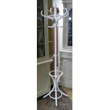 White painted bentwood style hat and coat stand