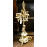 4 branch cherub mounted gilt candleabra - approx 22" tall