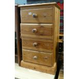 18" pine chest of four drawers