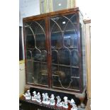 3' lattice glazed mahogany 2 door bookcase on claw and ball feet