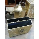 Square brass coal box and a magazine rack