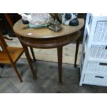 2'6 semi circular mahogany console table on square tapered legs