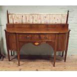 5'6 Edwardian Georgian style inlaid mahogany D shaped sideboard with curtain gallery back