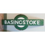 old enamel green and white Basingstoke railway sign