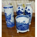 Pair of Chinese 12" blue and white vases, blue and white flower decorated vase 12" tall,