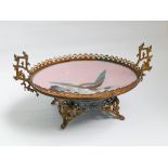 Circular cloisonne and gilt mounted bird decorated cake stand