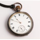 Victorian Swiss open faced pocket watch with white enamel dial and subsidiary seconds dial