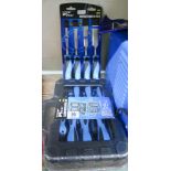 New 58 piece screwdriver set and a new four piece wood chisel set