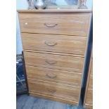 5 drawer pine effect chest of drawers