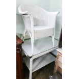 Lloyd Loom style 2 tier table with one Lloyd Loom style chair