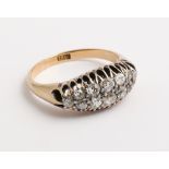 Victorian 18ct gold half hoop ring pave set with diamonds.