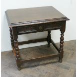 2'2 17th century style oak hall table fitted one long drawer standing on bobbin turned legs with