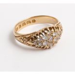 Victorian 18ct yellow gold diamond set half hoop ring, pave set with diamonds.