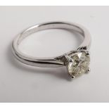 Diamond solitaire ring set with a brilliant cut diamond of approximately 1 carat on an 18ct white